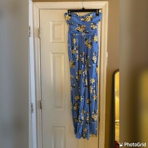 Light Blue Strapless Jumpsuit